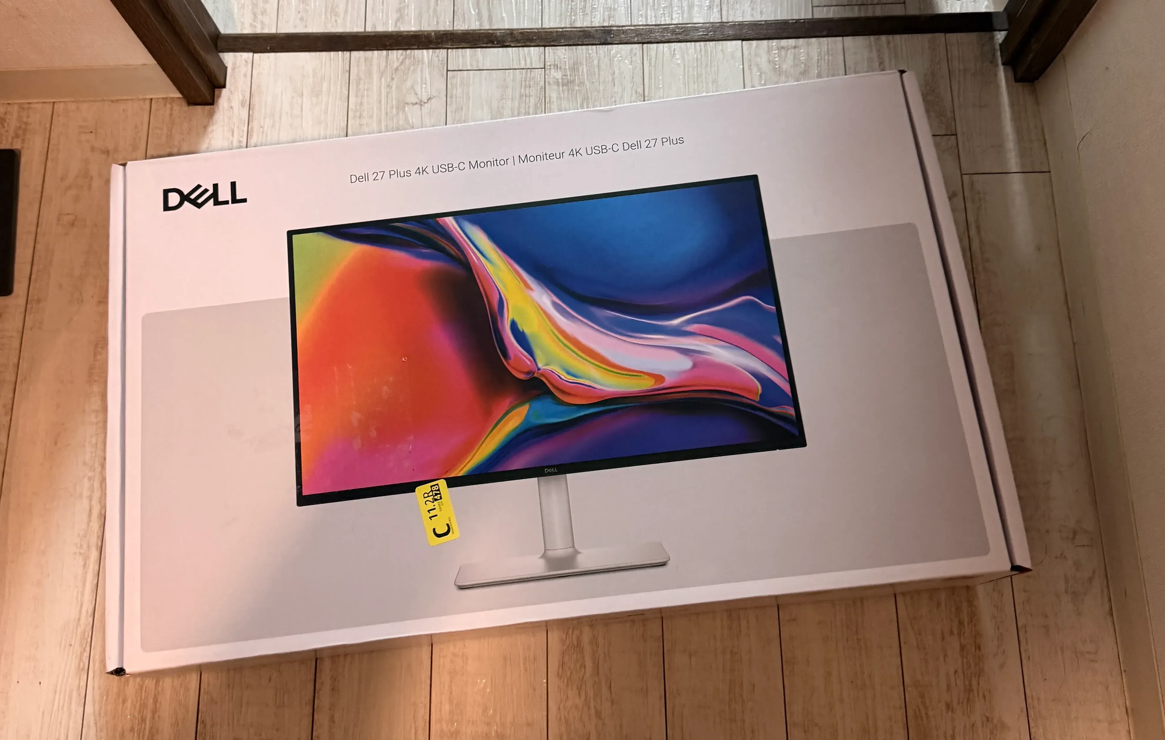 The monitor box that arrived. It reads Dell 27 Plus 4K USB-C Monitor