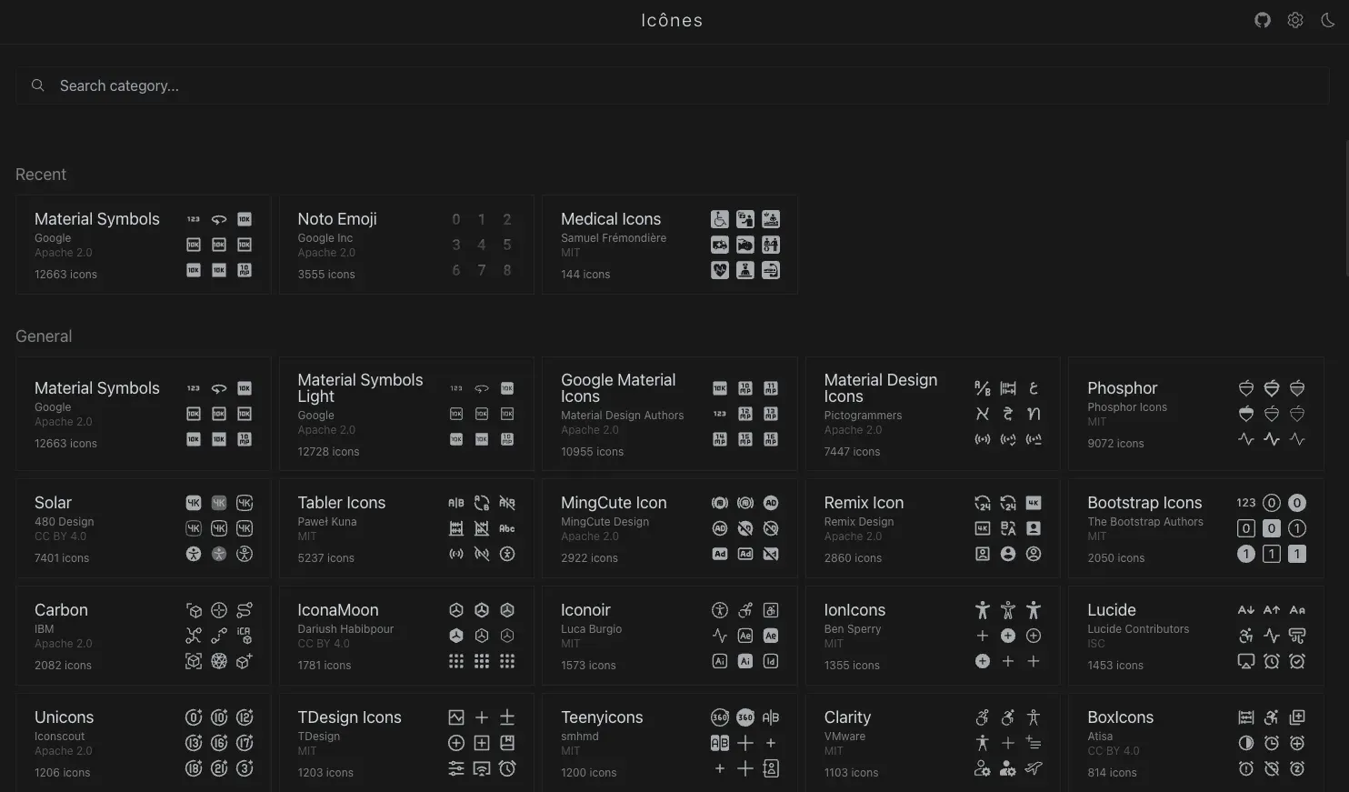icones homepage
