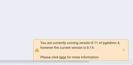 Update notice shown in pgAdmin 4
